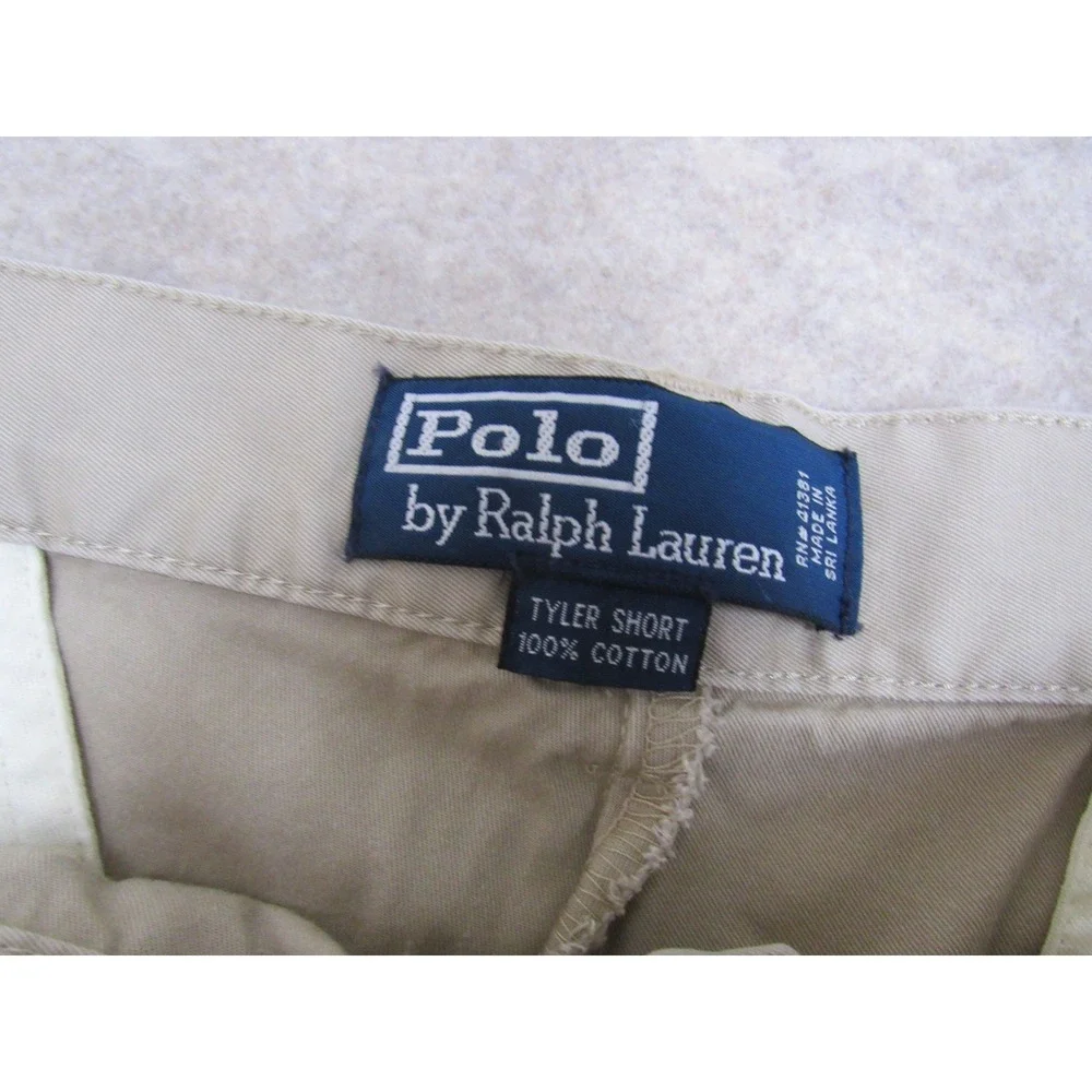 Polo Ralph Lauren Tyler Short Mens‎ 36 Khaki Tan Pleated Cotton Chino Shorts